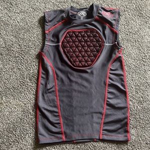 Red and gray chest protector shirt